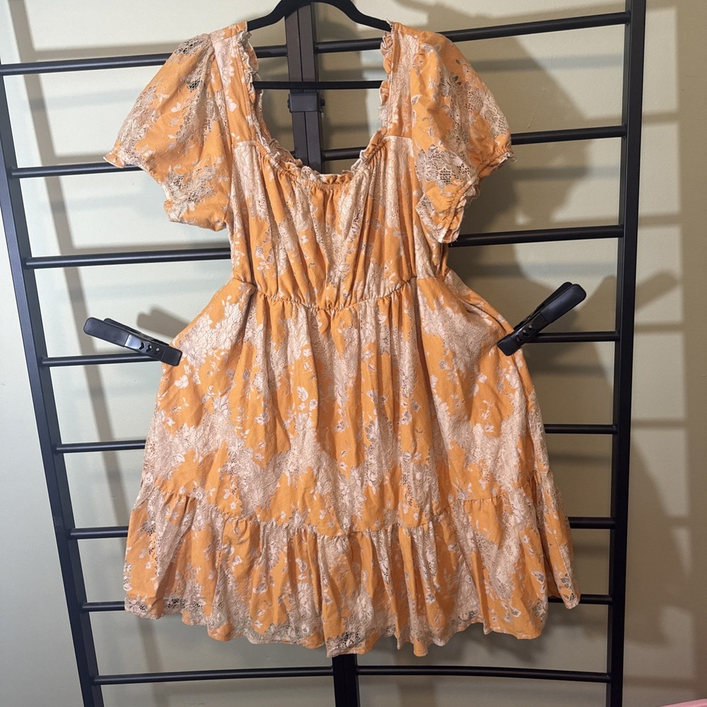Torrid Mini Two Tone Lace Tiered Babydoll Dress Women's Size XL With Pockets! - Picture 2 of 11